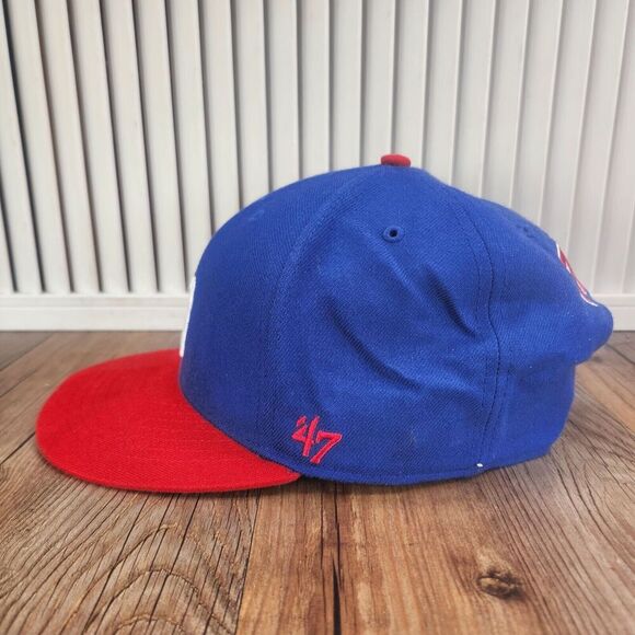 Philadelphia 76ers '47 Hardwood Classics Snapback Hat Cap Blue Red Script Retro - Picture 6 of 12
